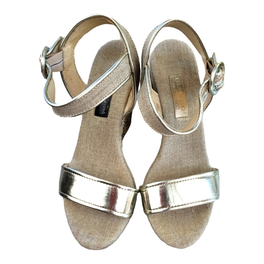 MAYPOL Pewter‎ Espadrille Wedge Ankle Strap Sandals